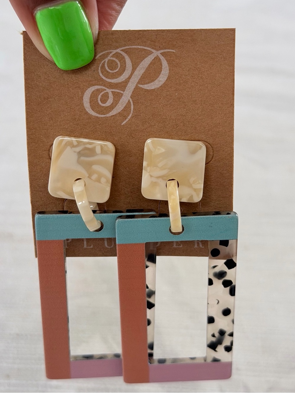 Plunder Geometric Multi-Color Resin Drop Earrings